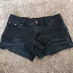 Levi Black Distressed Shorts